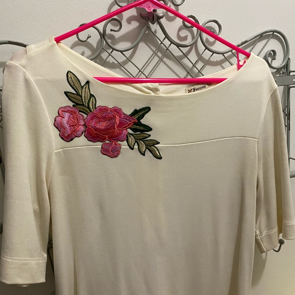 Customized embroidered off white dress